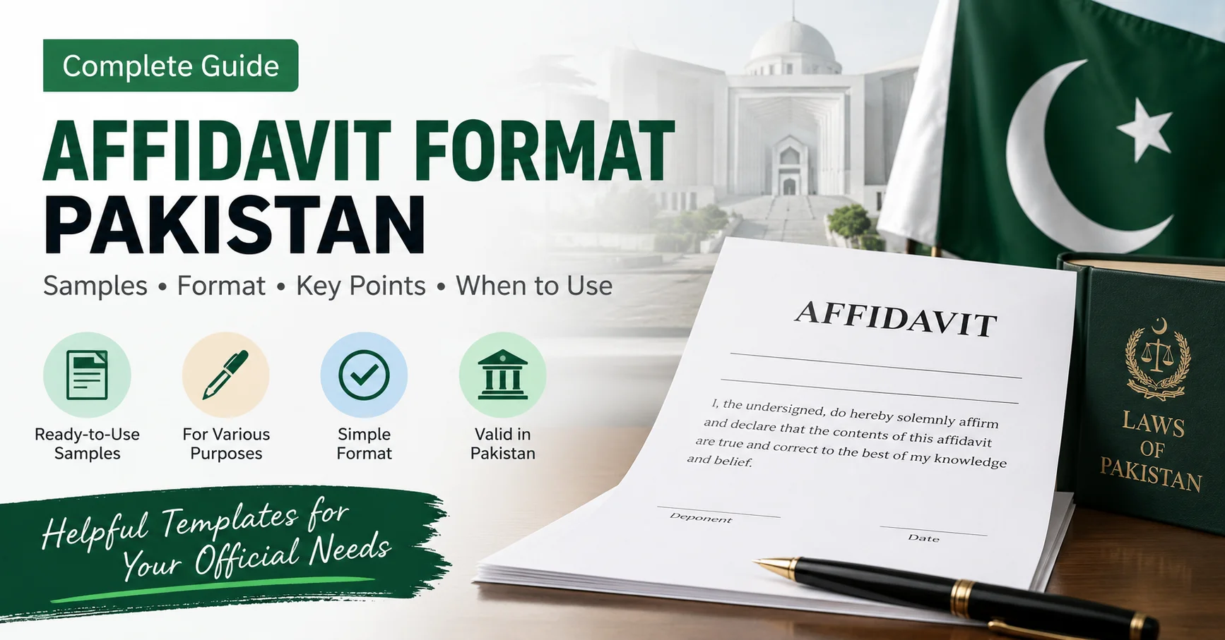 Affidavit format in Pakistan for name correction and undertaking