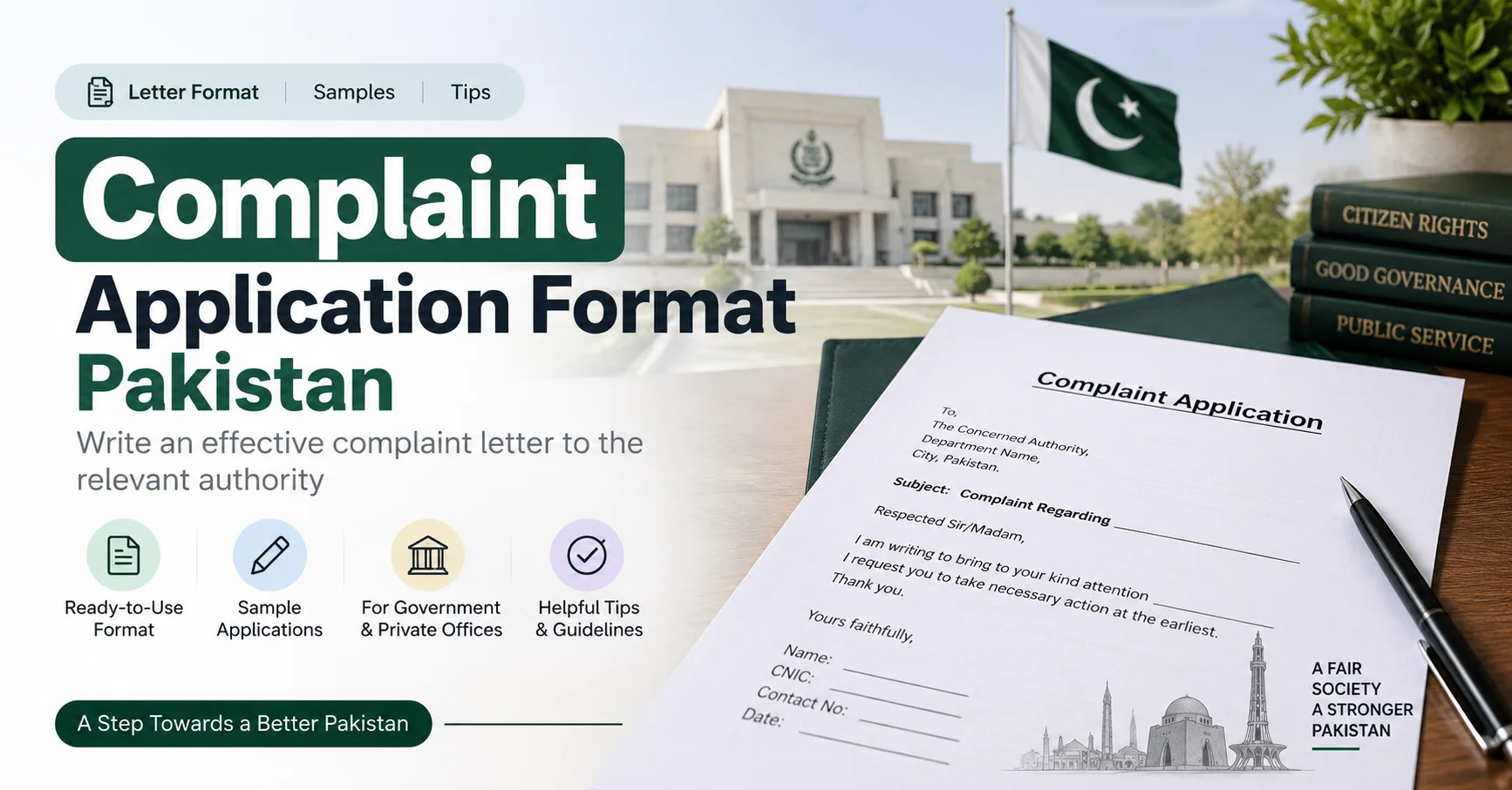 Complaint application format in Pakistan