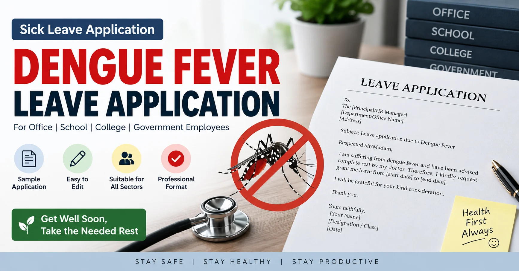 Dengue fever leave application for school and office