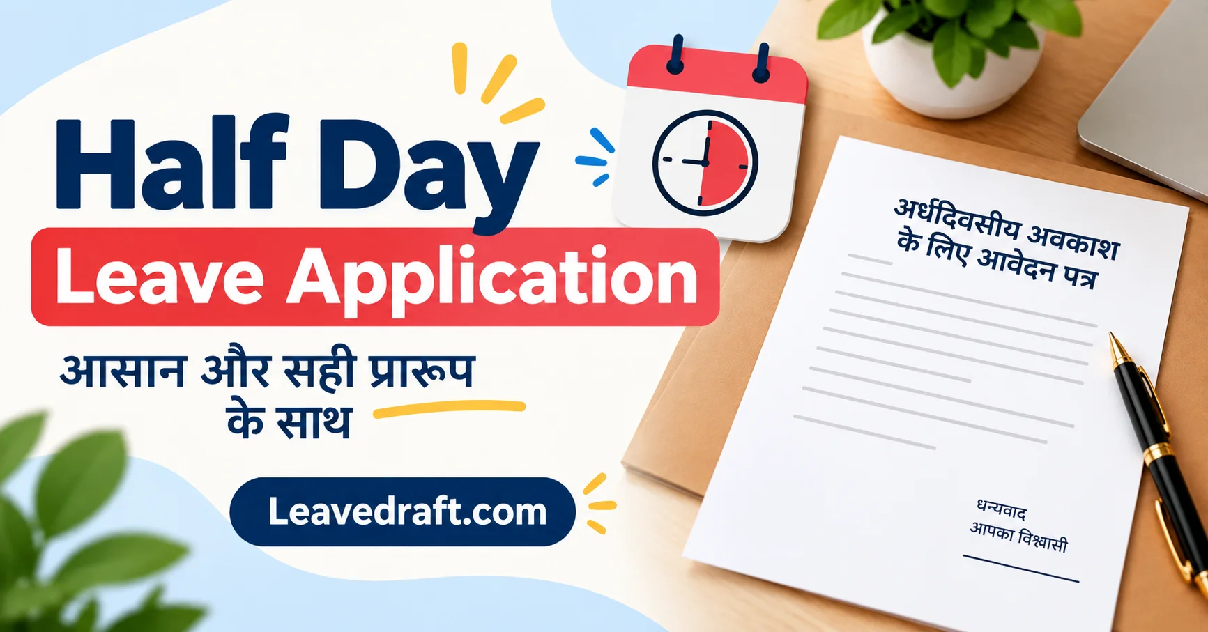 Half day leave application for office, school and personal work