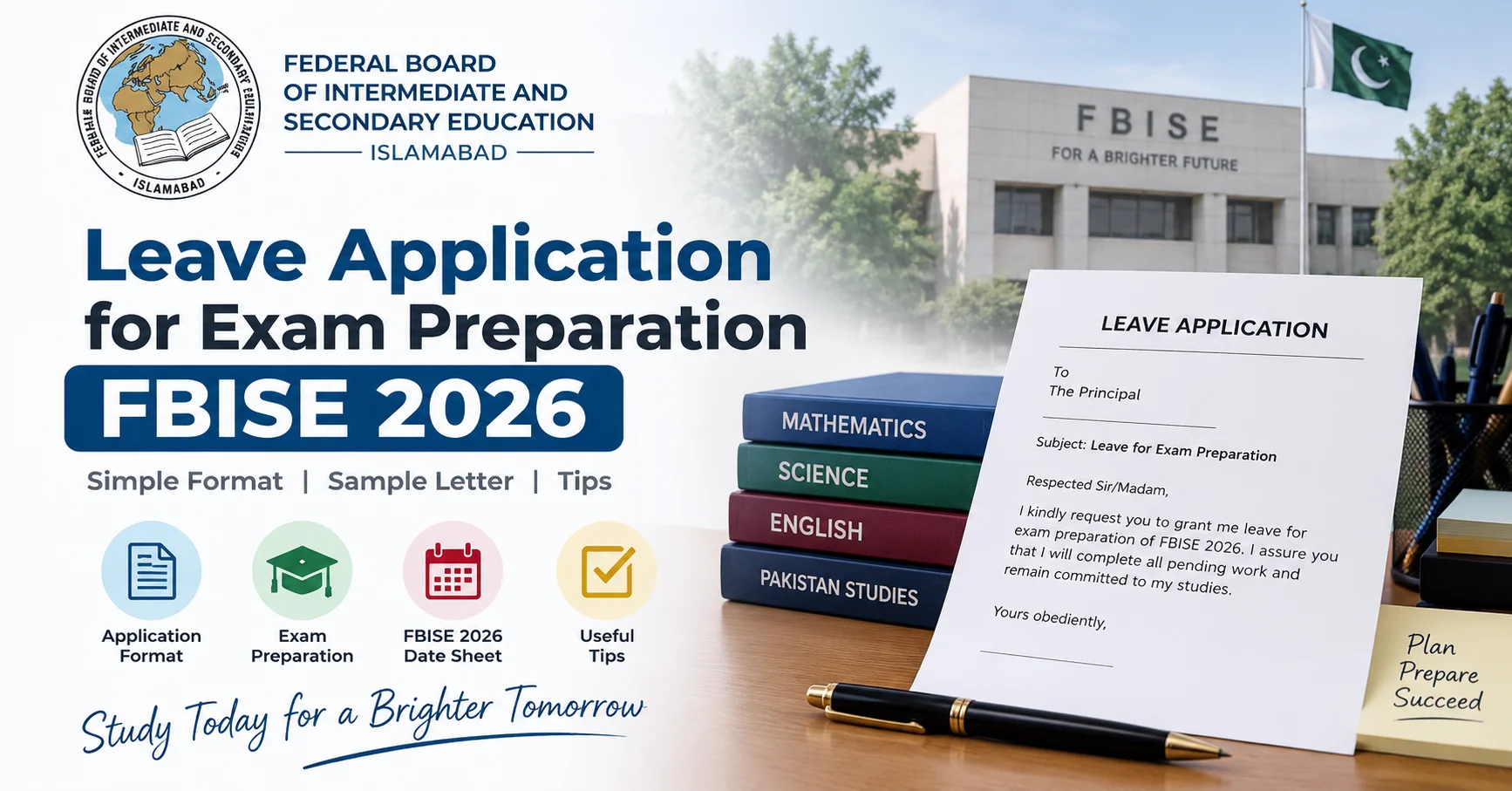 Leave Application for Exam Preparation FBISE 2026 | SSC Part I & II