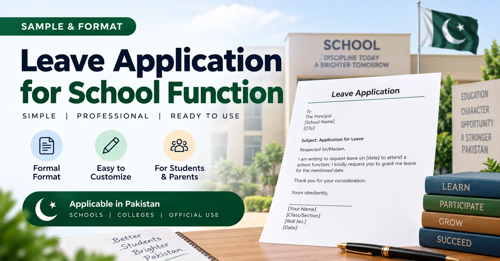 Leave application for school function and ceremony