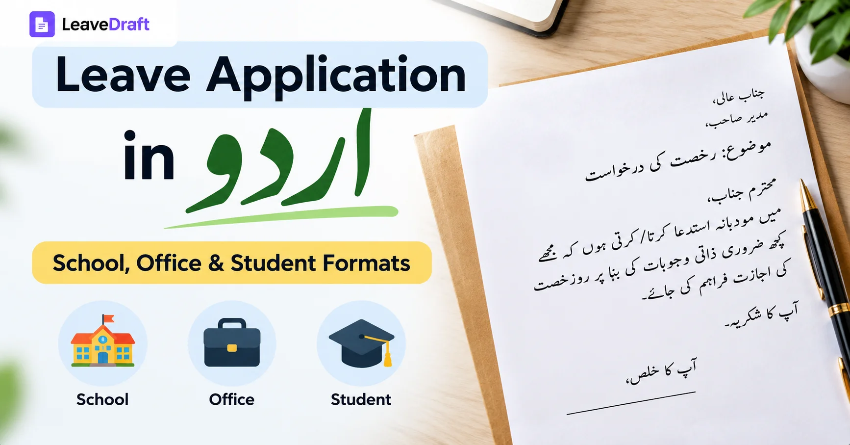 Leave application in Urdu for school, students, teachers and office